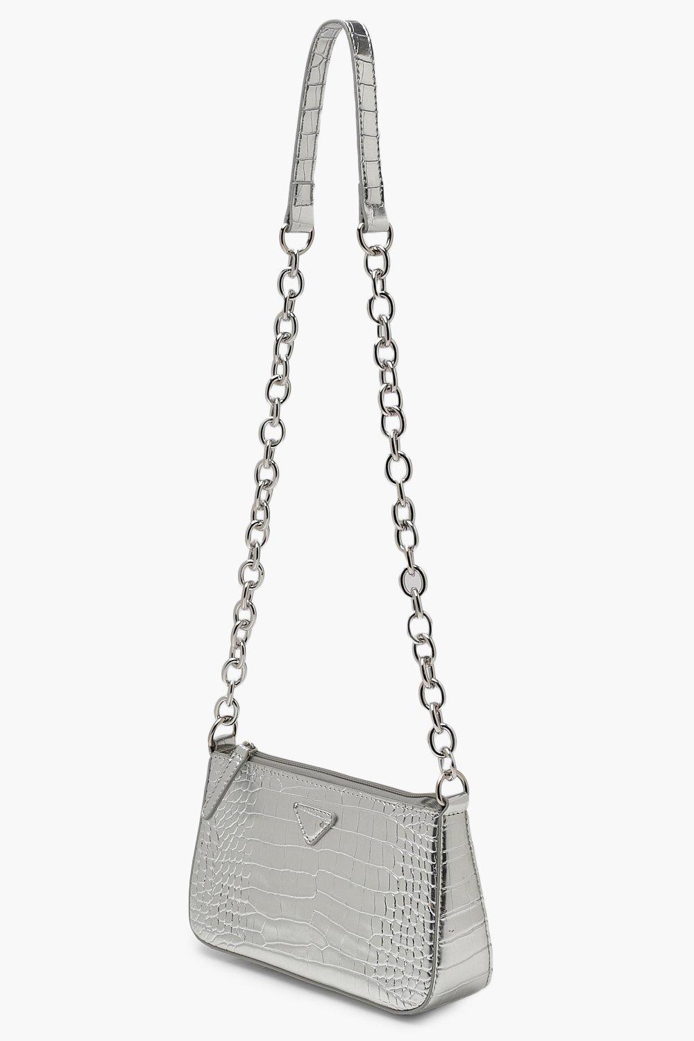 Silver chain shoulder bag sale