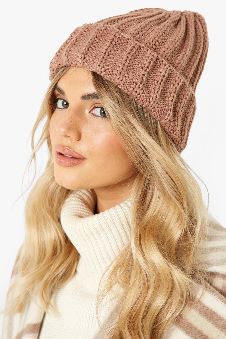 Chunky Chocolate Ribbed Beanie image number 1