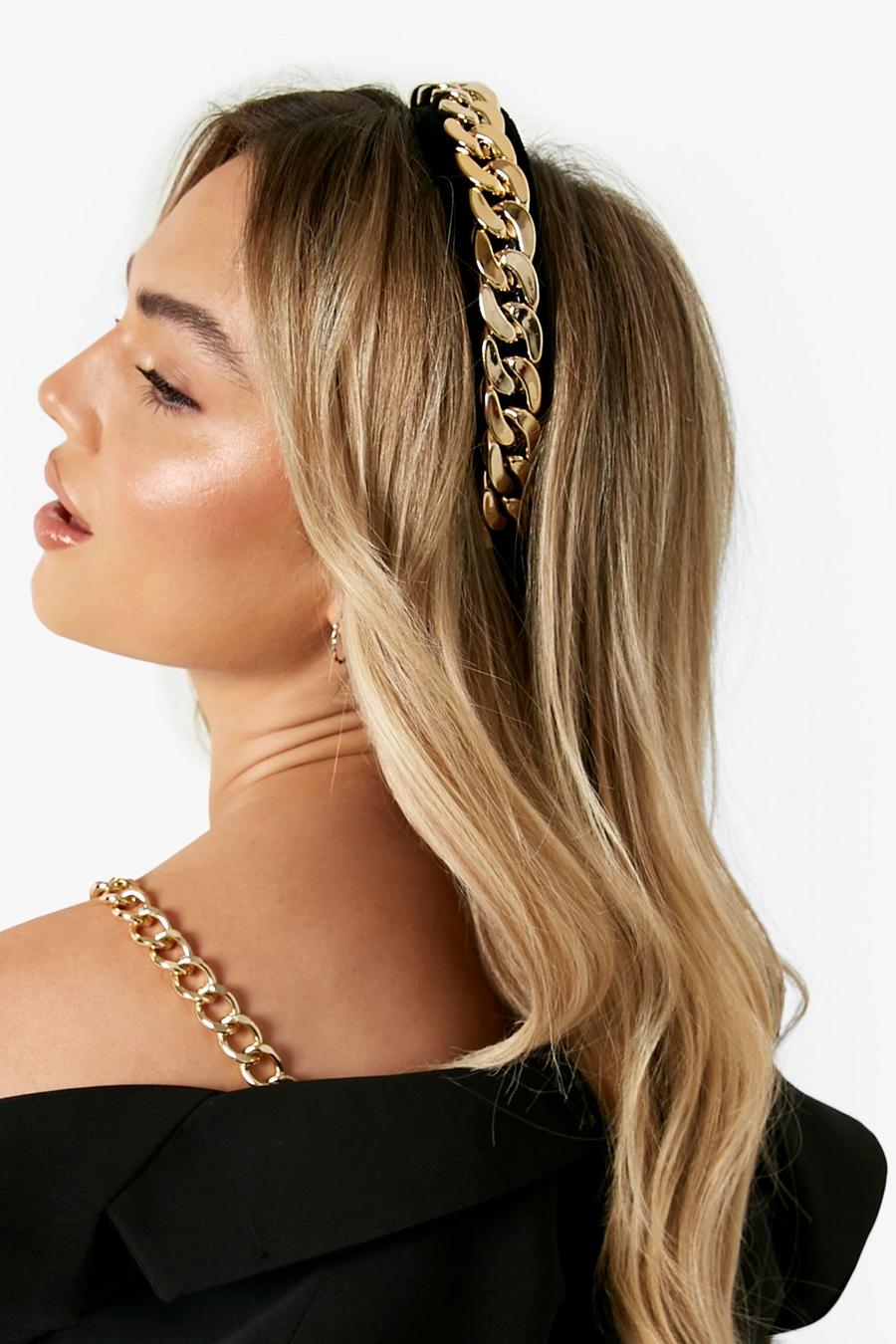 Gold Chunky Chain Headband image number 1