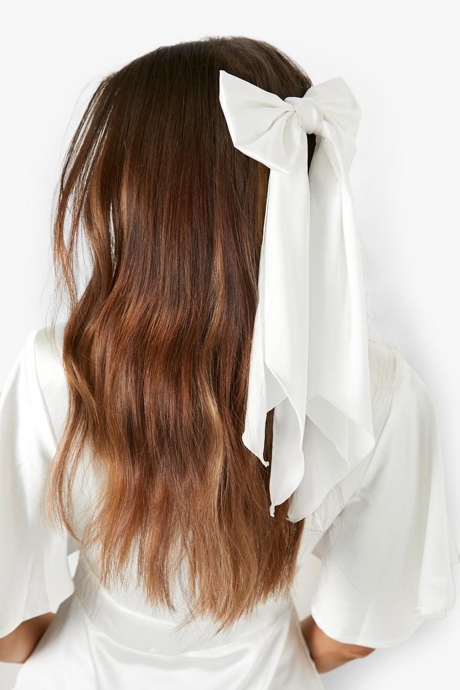 Fiocco per capelli Fashion Statement plissettato, White
