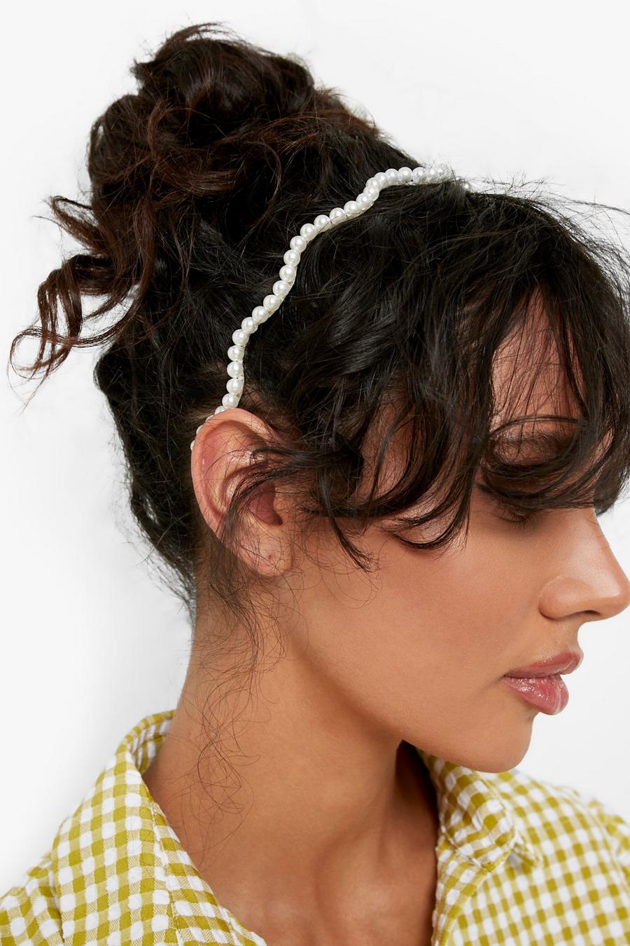 White Wave Pearl Headband image number 1