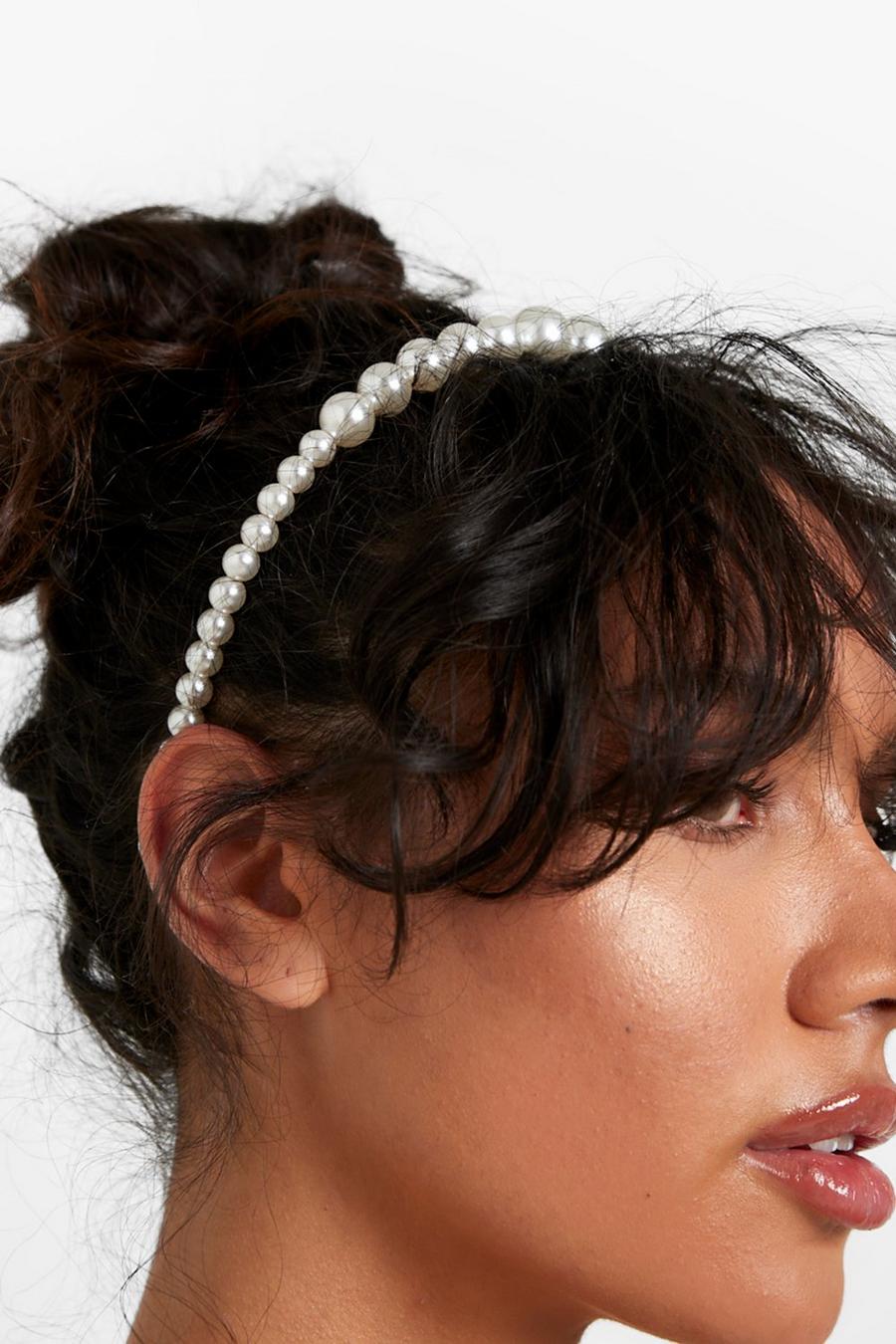 Cream Dainty Pearl Headband image number 1