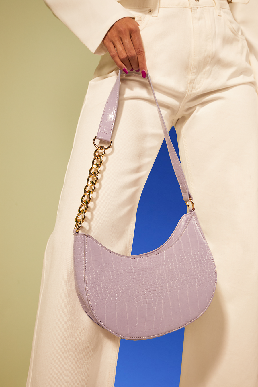 Lilac Chunky Chain Shoulder Bag image number 1