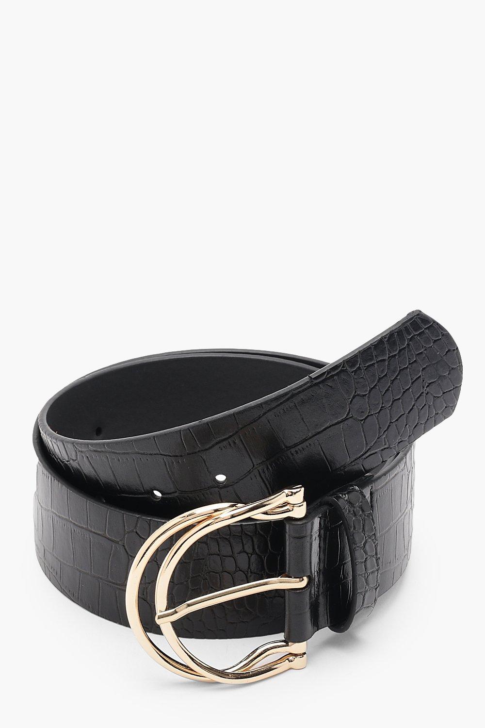 Ceinture effet croco a double boucle ronde boohoo FR