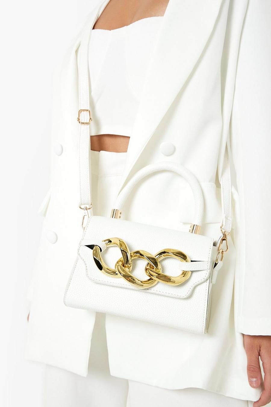 White Chunky Chain Cross Body Bag image number 1