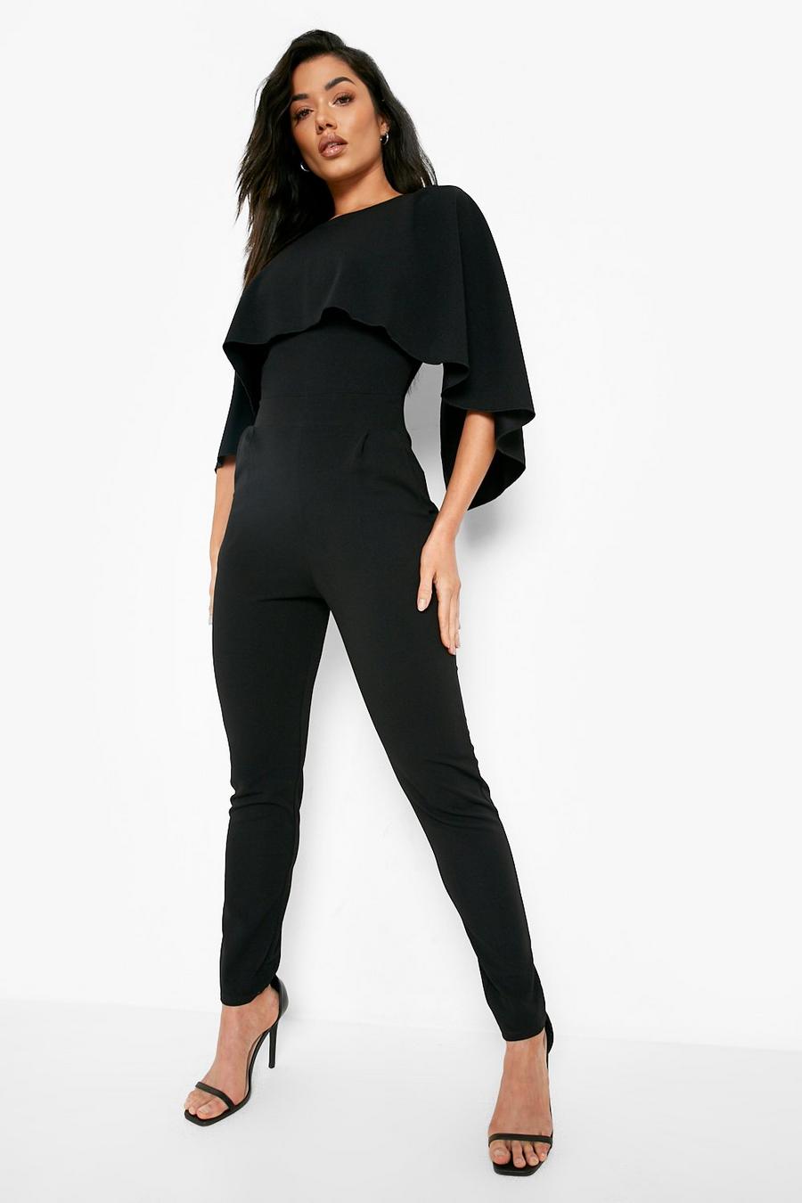 Black Double Layered Tapered Jumpsuit image number 1