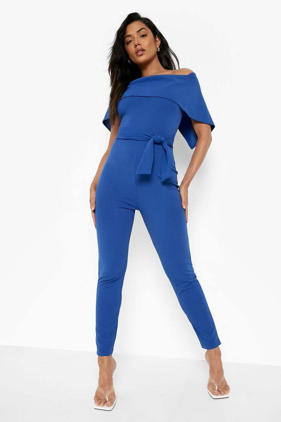 Cobalt Double Layer Bardot Tapered Jumpsuit image number 1
