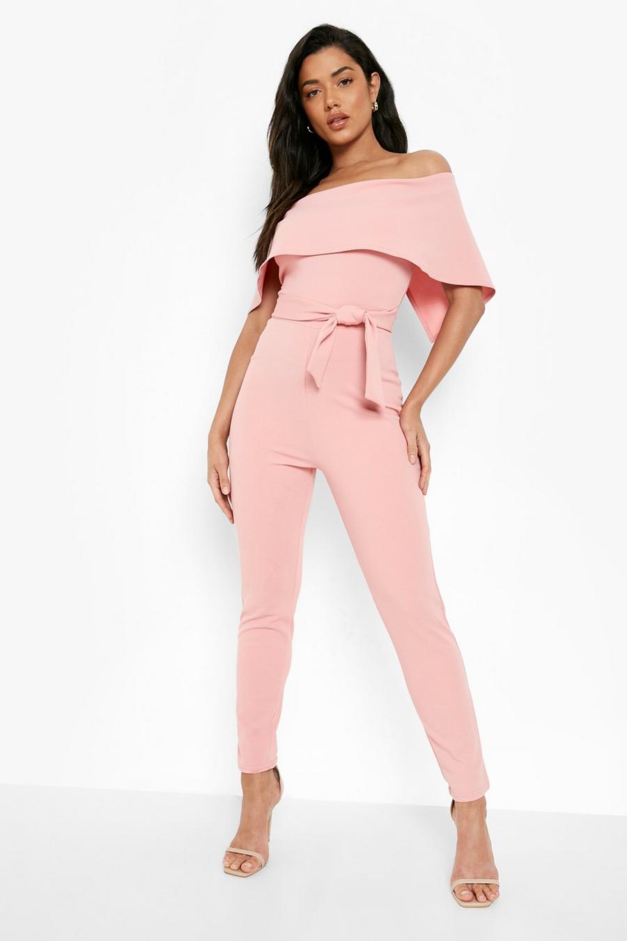 Rose Double Layer Bardot Tapered Jumpsuit image number 1