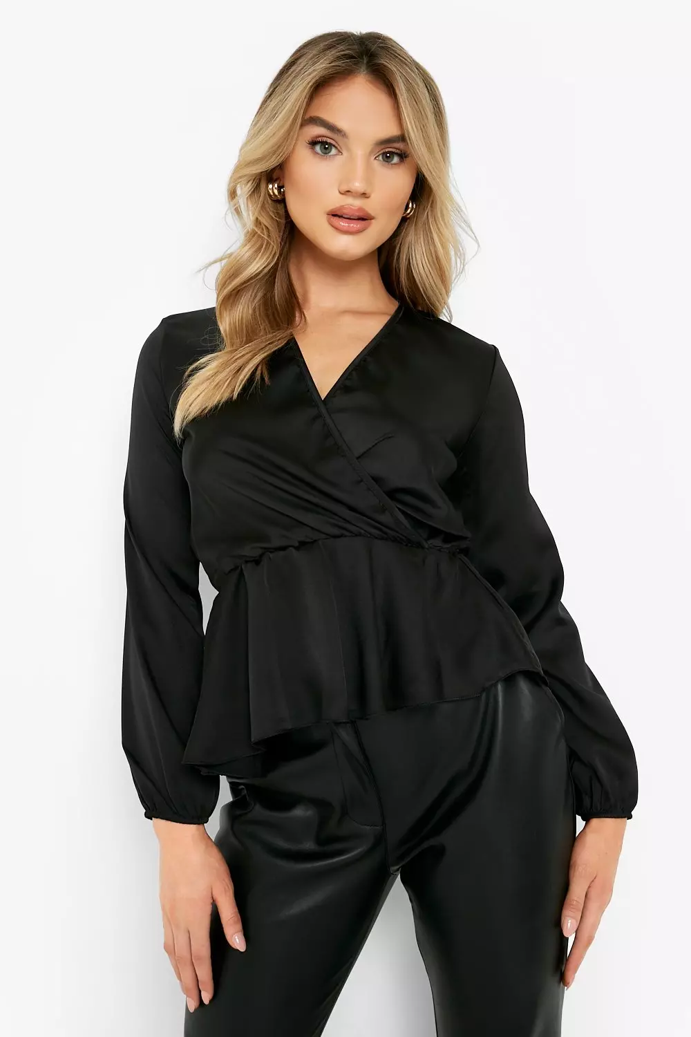 Satin peplum top online