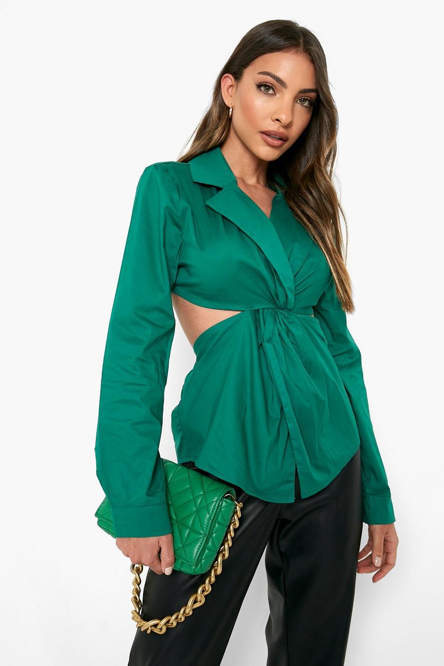 Bright green Twist Front Shirt image number 1