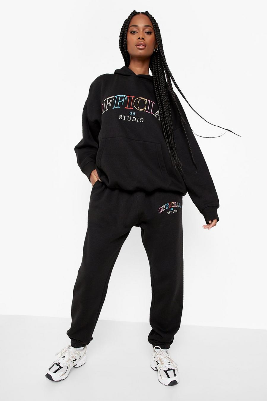 Black Official Embroidered Hooded Tracksuit image number 1