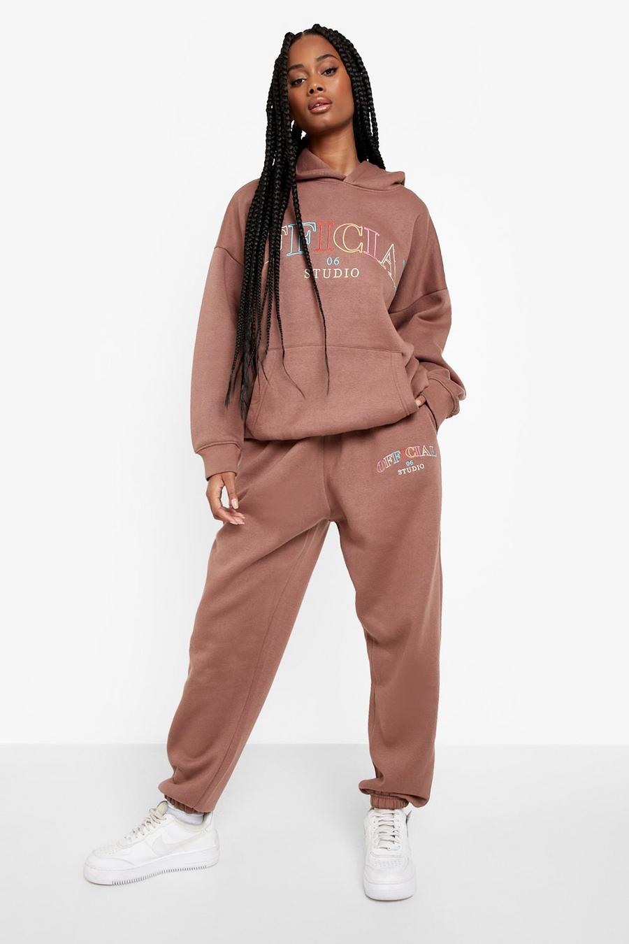 Chocolate Official Embroidered Hooded Tracksuit image number 1