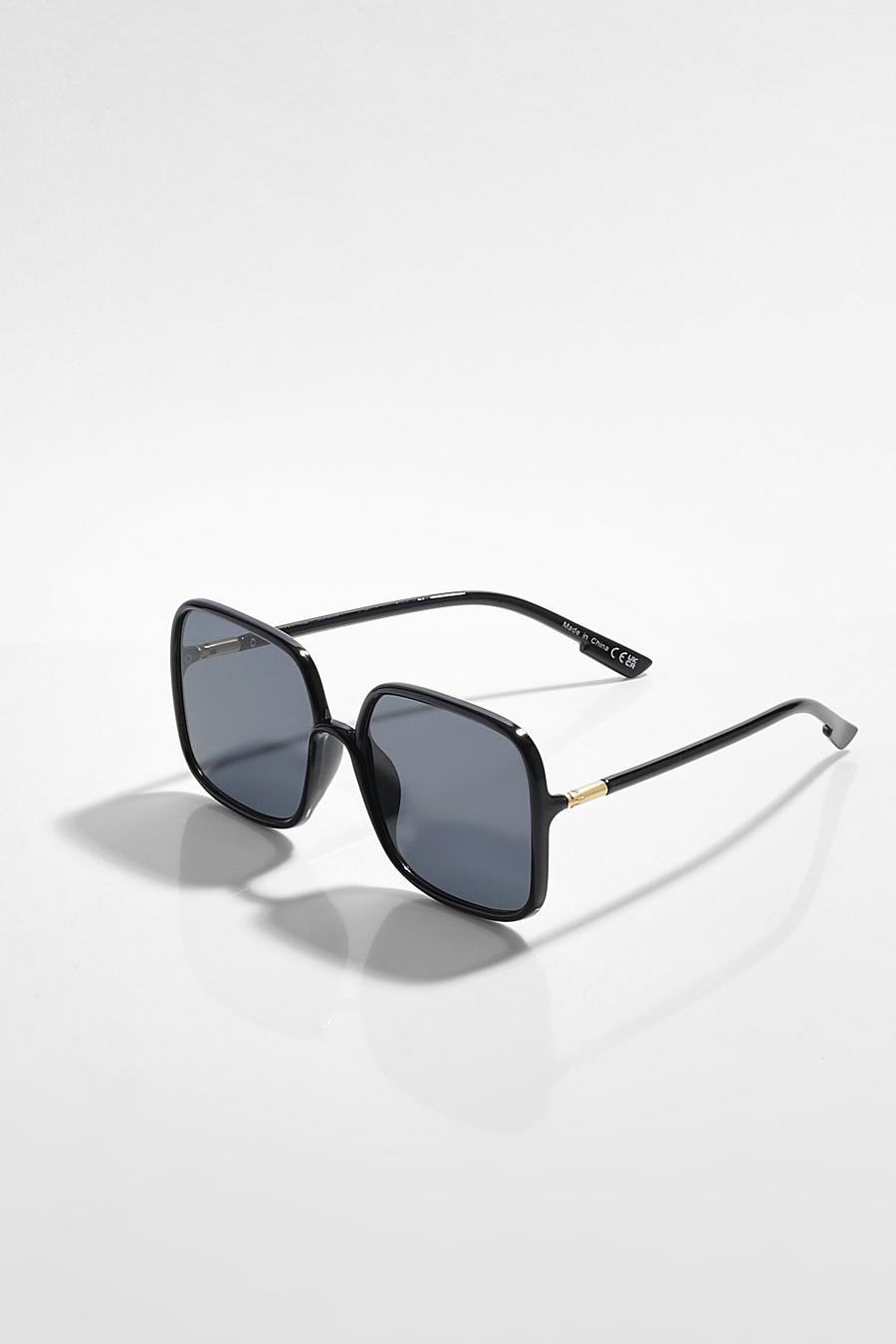 Black Oversized Aviator Sunglasses image number 1