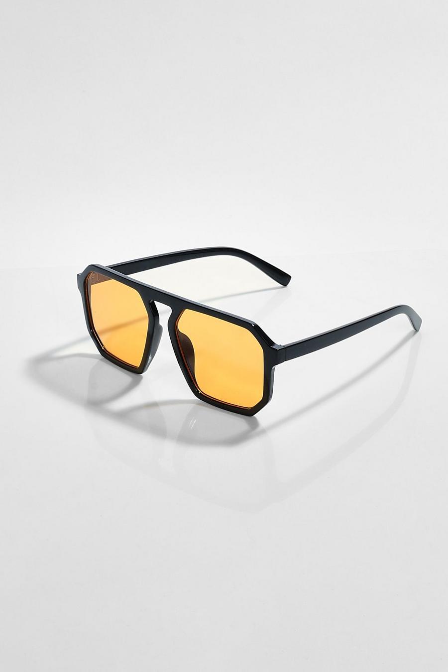 Black 70s Aviator Sunglasses image number 1