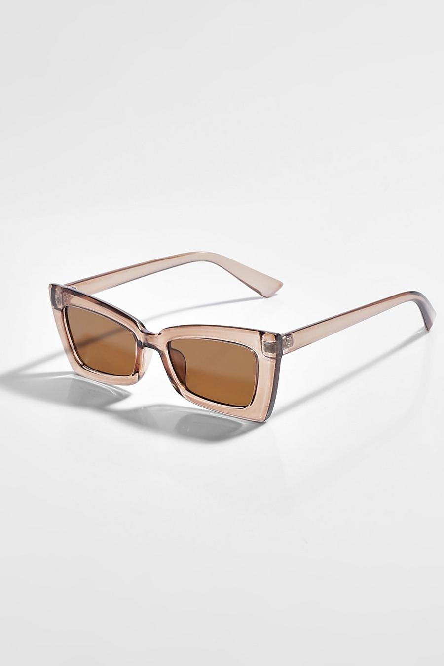 Chocolate brown Square Cat Eye Sunglasses image number 1
