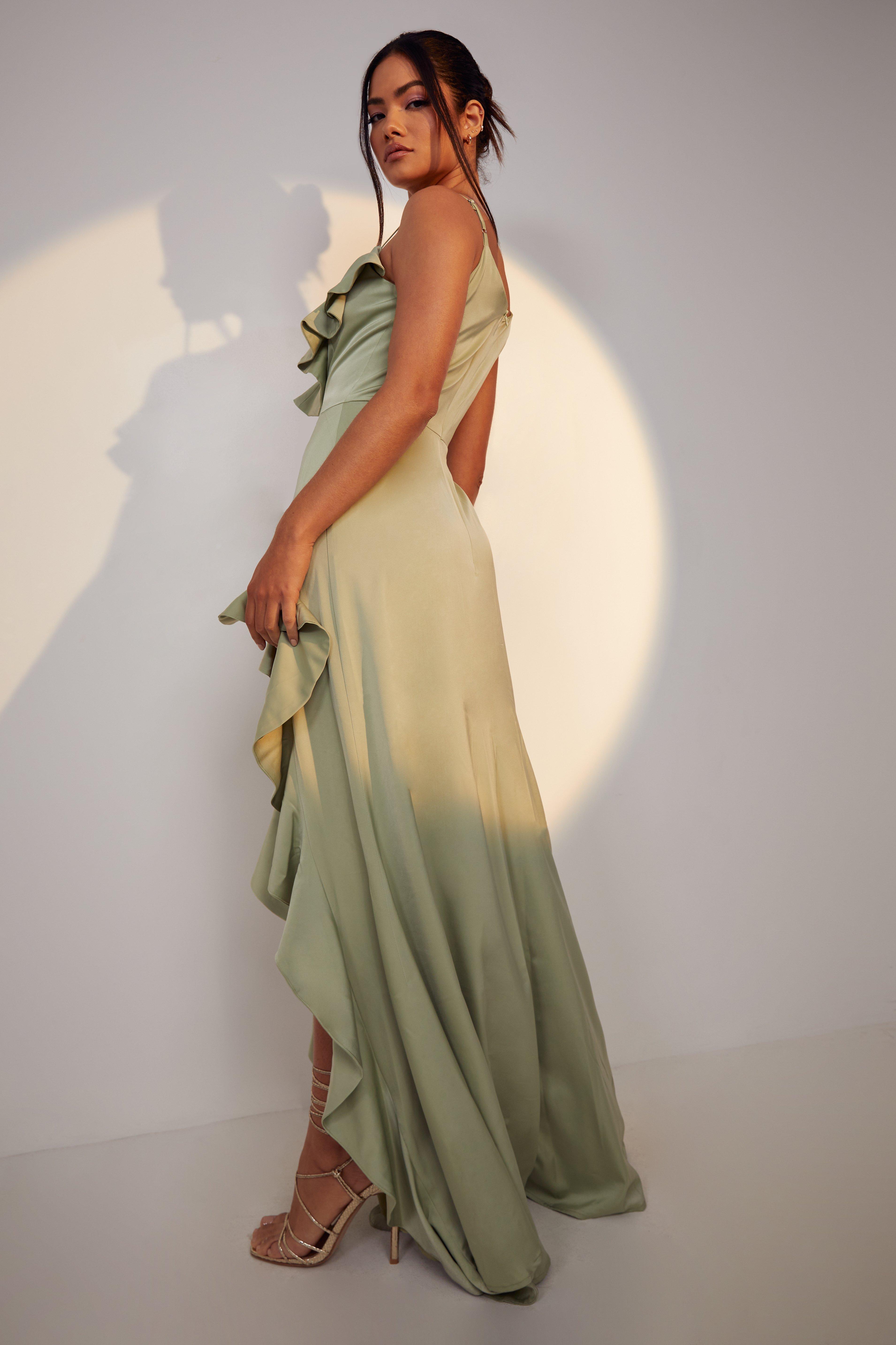 Women s Ruffle Plunge Strappy Maxi Dress Boohoo UK