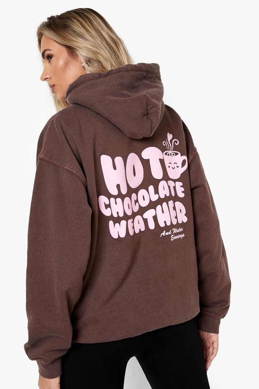Overdyed Hot Chocolate Oversized Hoodie image number 1