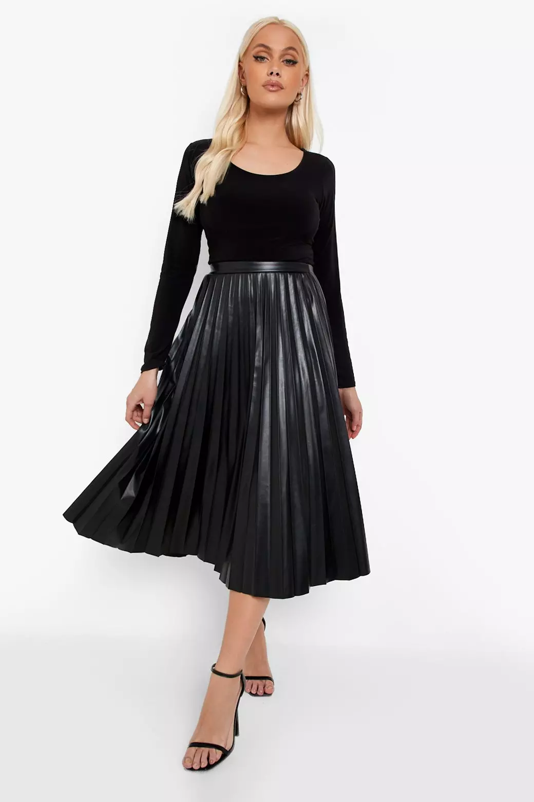 Pleated midi on sale skater skirt