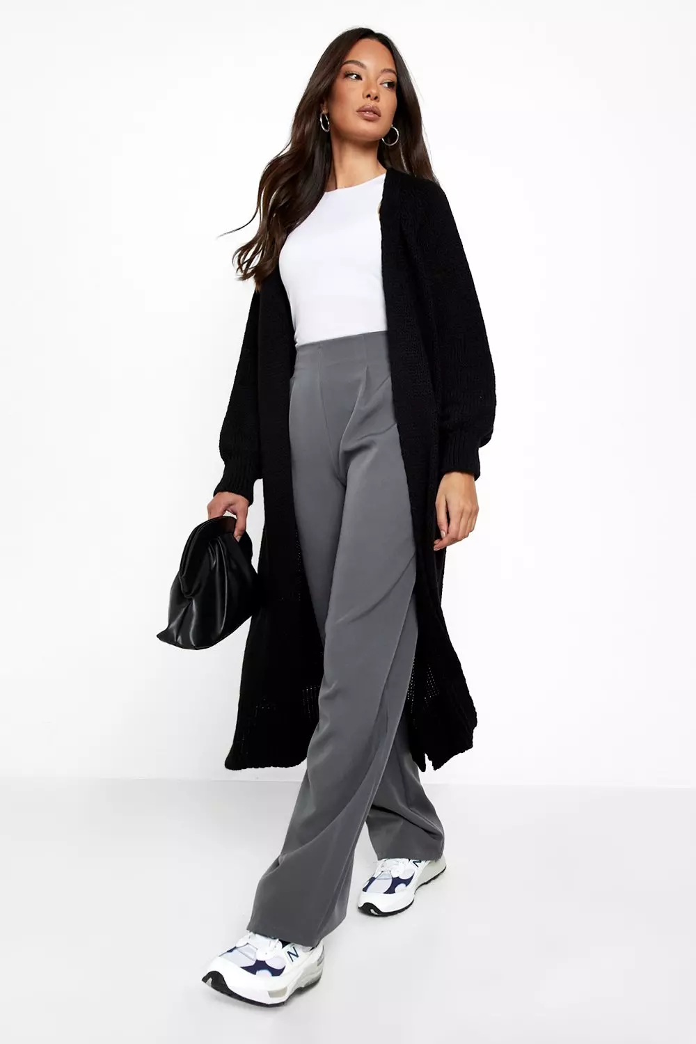 Black Knitted Oversized Longline Cardigan alternative image