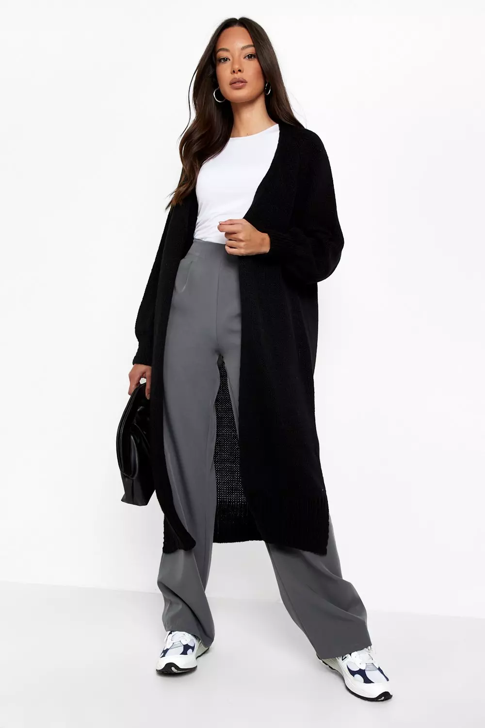 Black Knitted Oversized Longline Cardigan alternative image