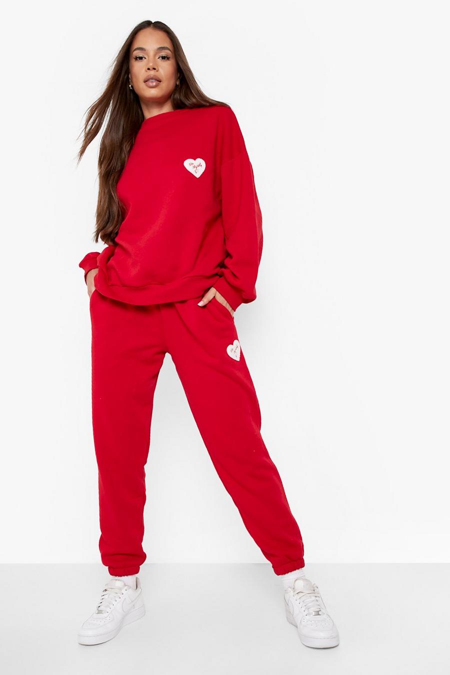 Red Heart Applique Sweater Tracksuit image number 1