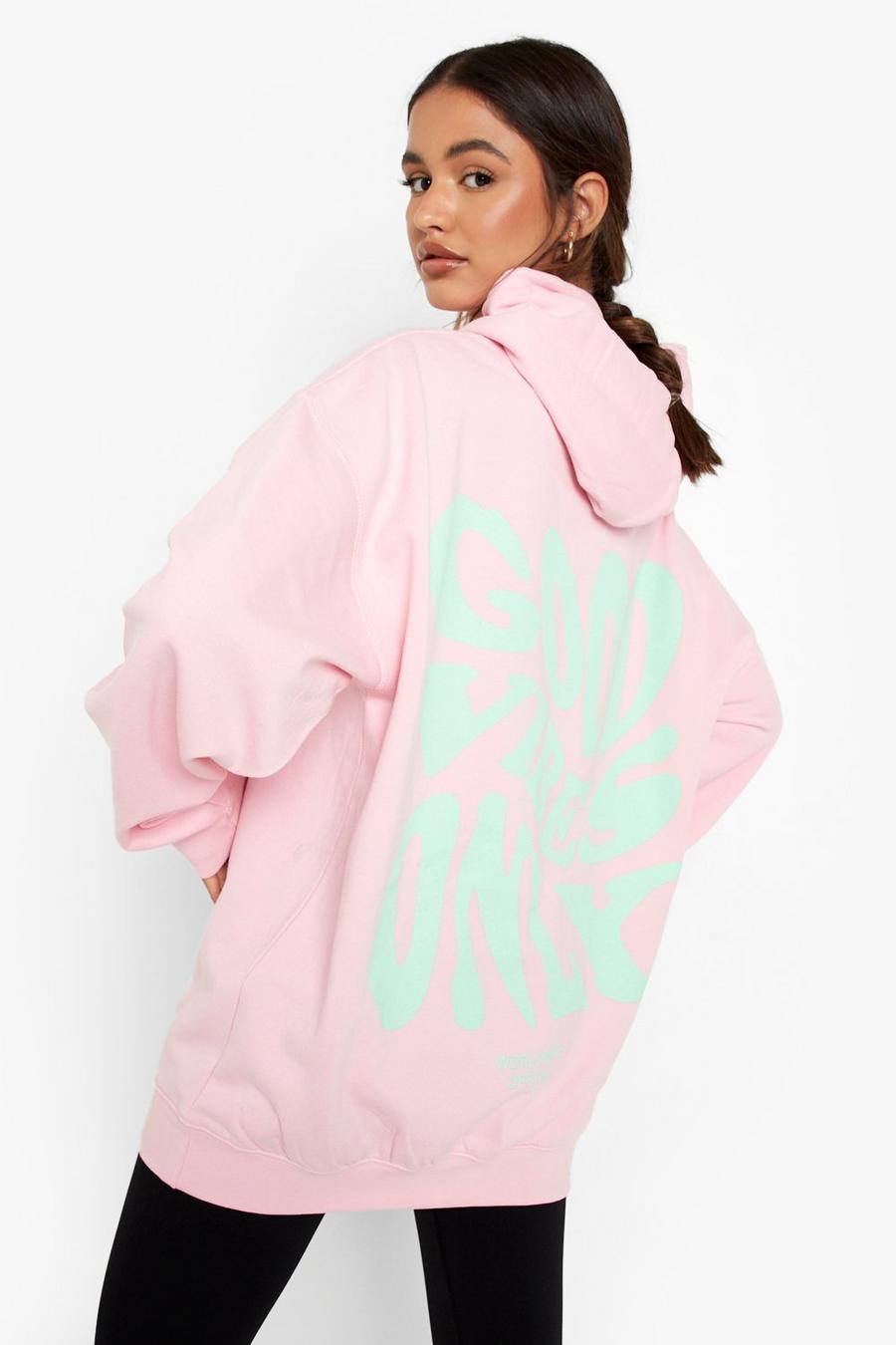 Baby pink Good Vibes Only Oversize hoodie image number 1
