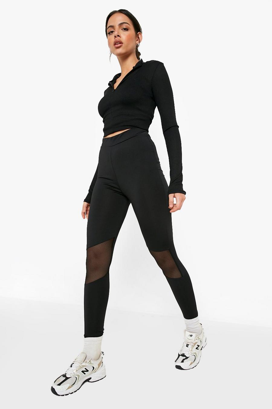 Black Mesh Panel Ruched Booty Boost Legging
