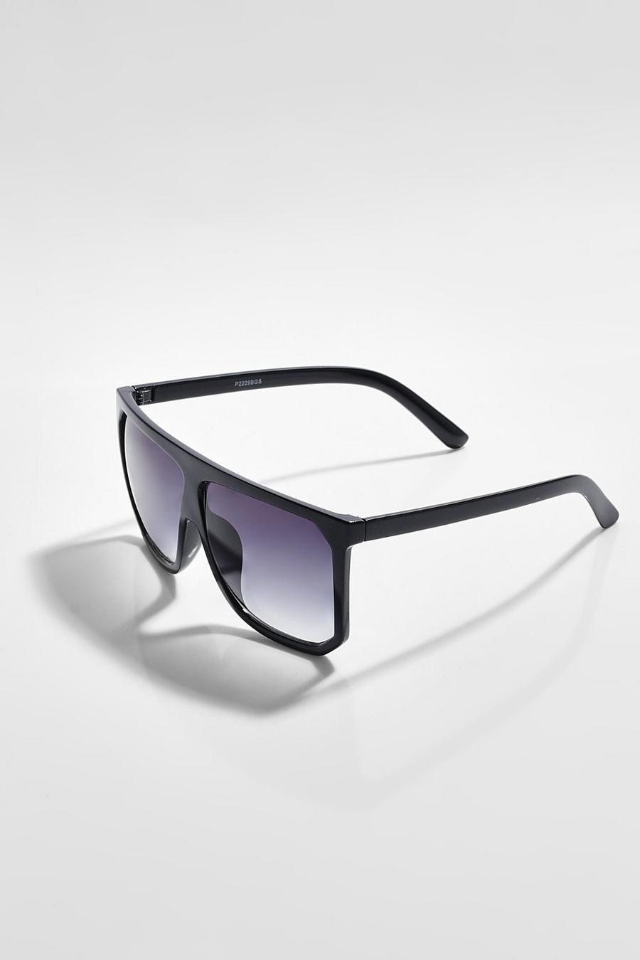 Black svart Flat Top Oversized Sunglasses image number 1