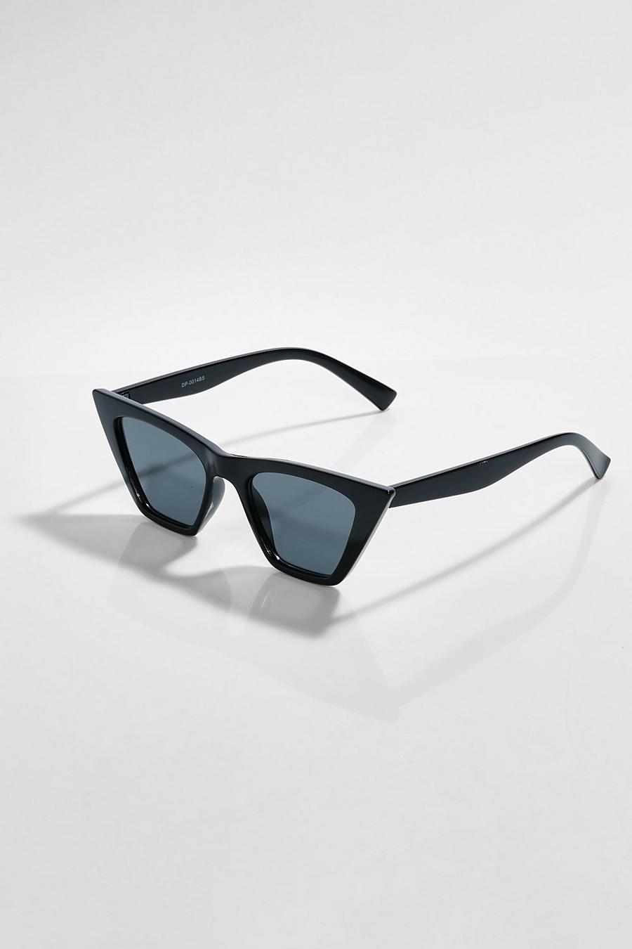 Gafas de sol oversize estilo ojo de gato de carey, Black negro