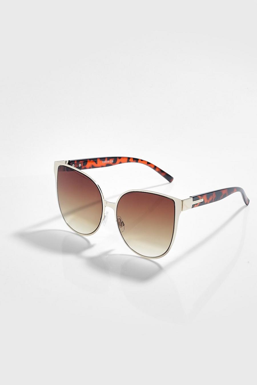 Oversize Schildplatt-Sonnenbrille, Brown
