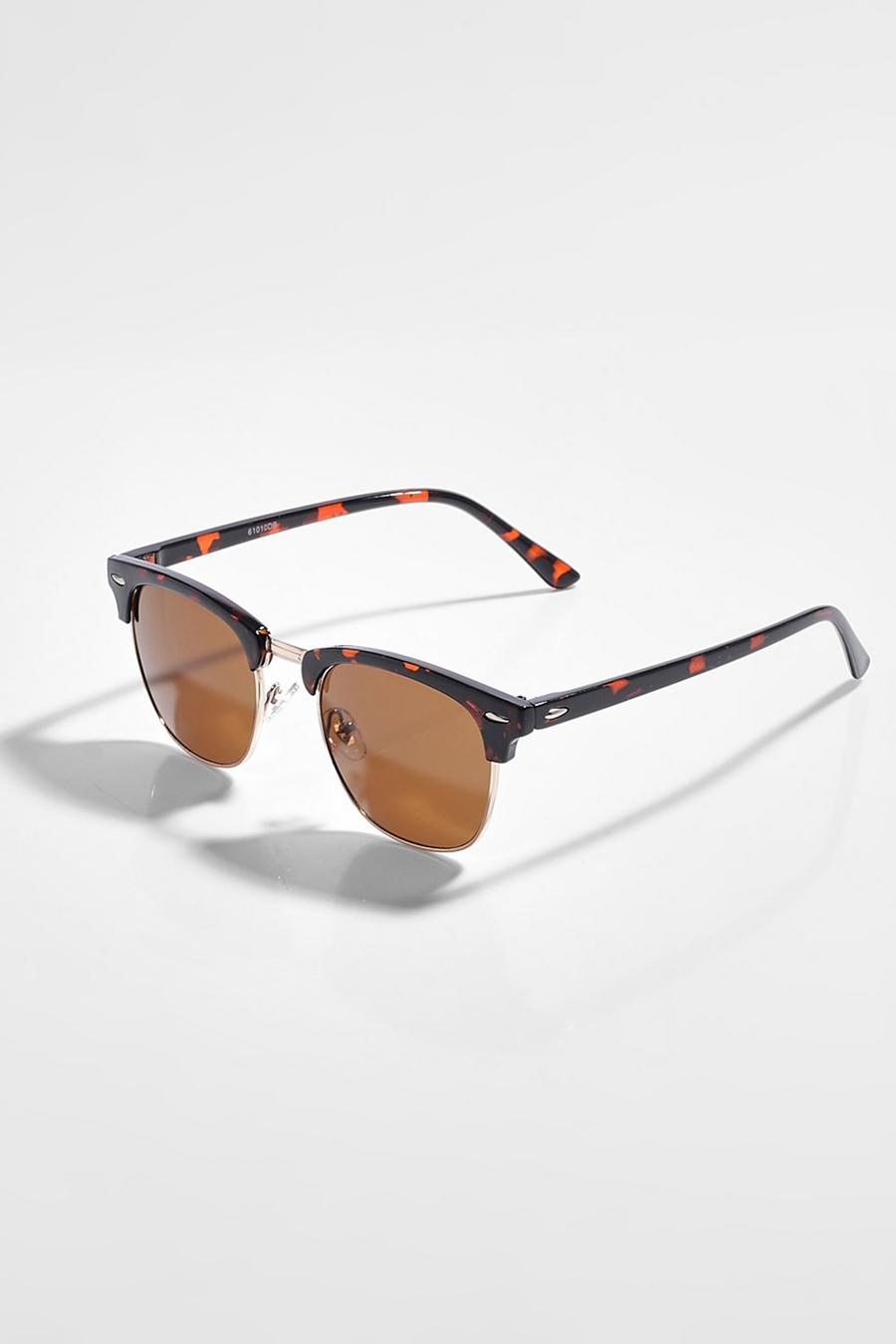 Klassische eckige Schildplatt-Sonnenbrille, Brown braun