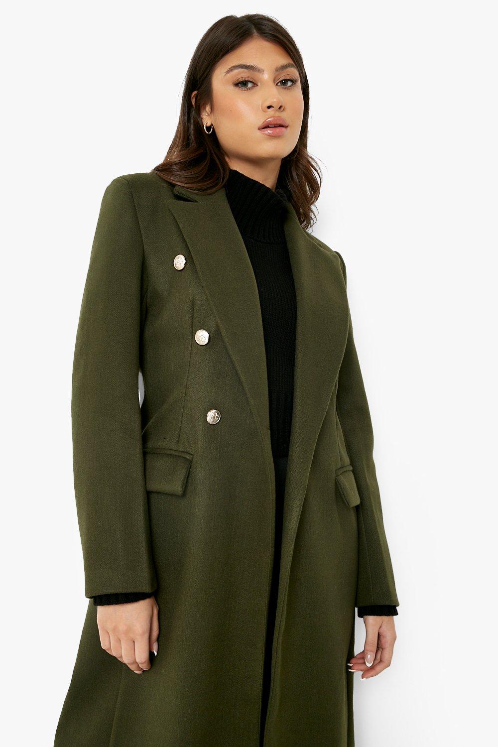 Military Wool Look Coat boohoo