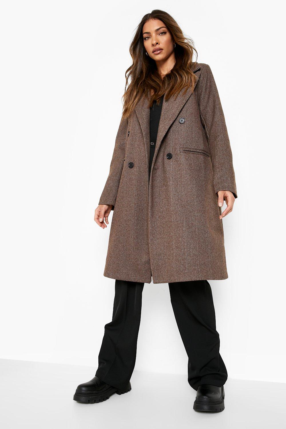 women's herringbone wool coat