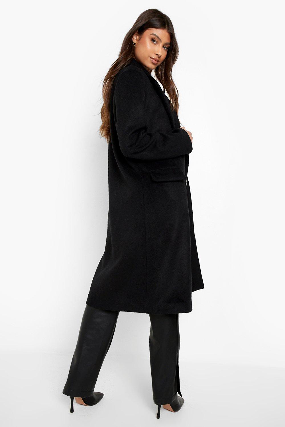 Wool Look Longline Pocket Detail Coat boohoo NO