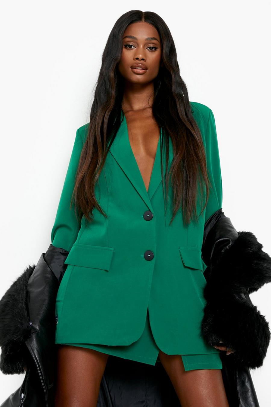 Bright green Colour Pop Longline Tailored Blazer image number 1