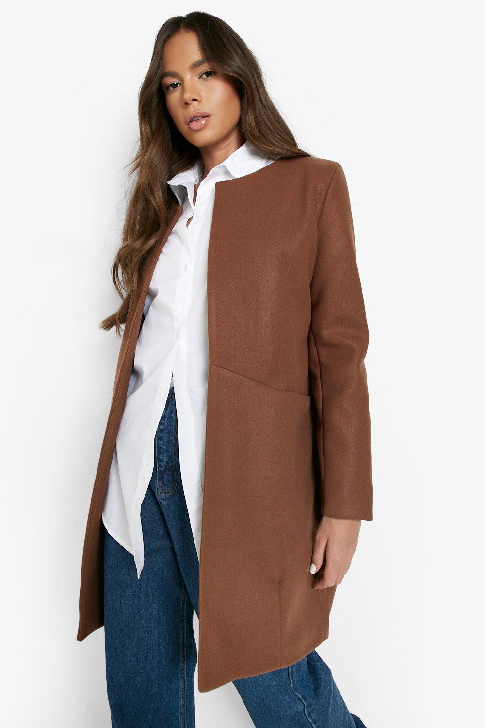 Collarless winter outlet coat