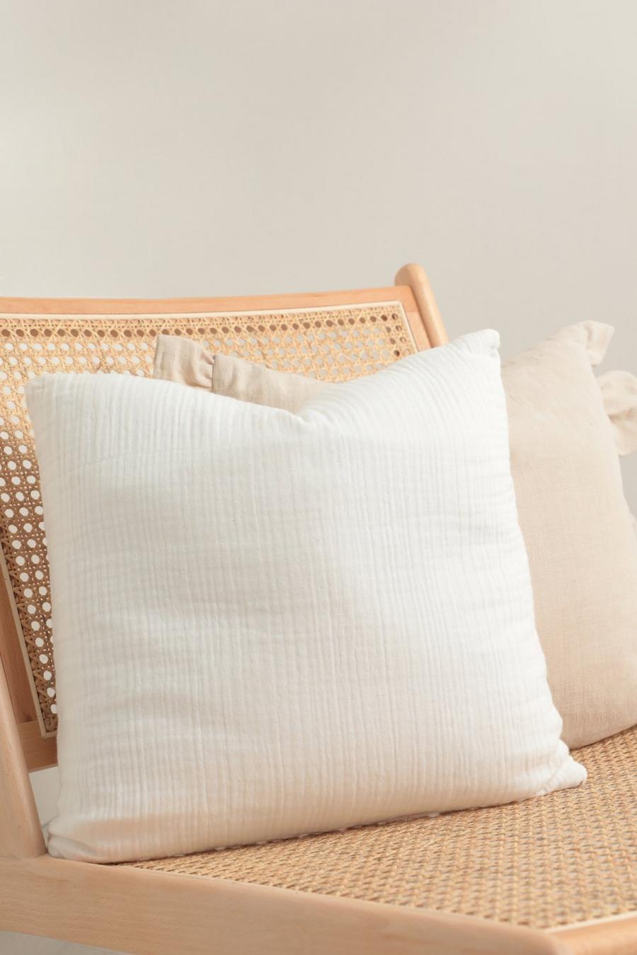 Cream Cotton Muslin Textured Cushion image number 1