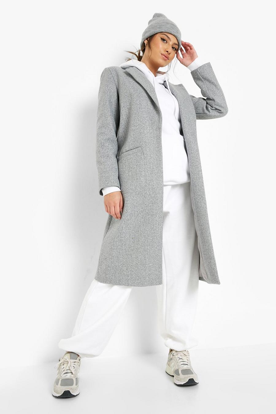 Grey Tailored Wool Look Longline Jacket image number 1
