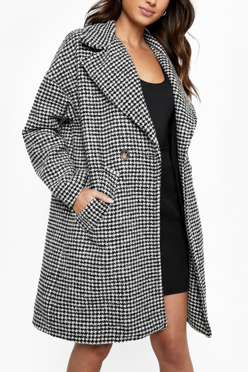 Dogtooth cheap wool coat