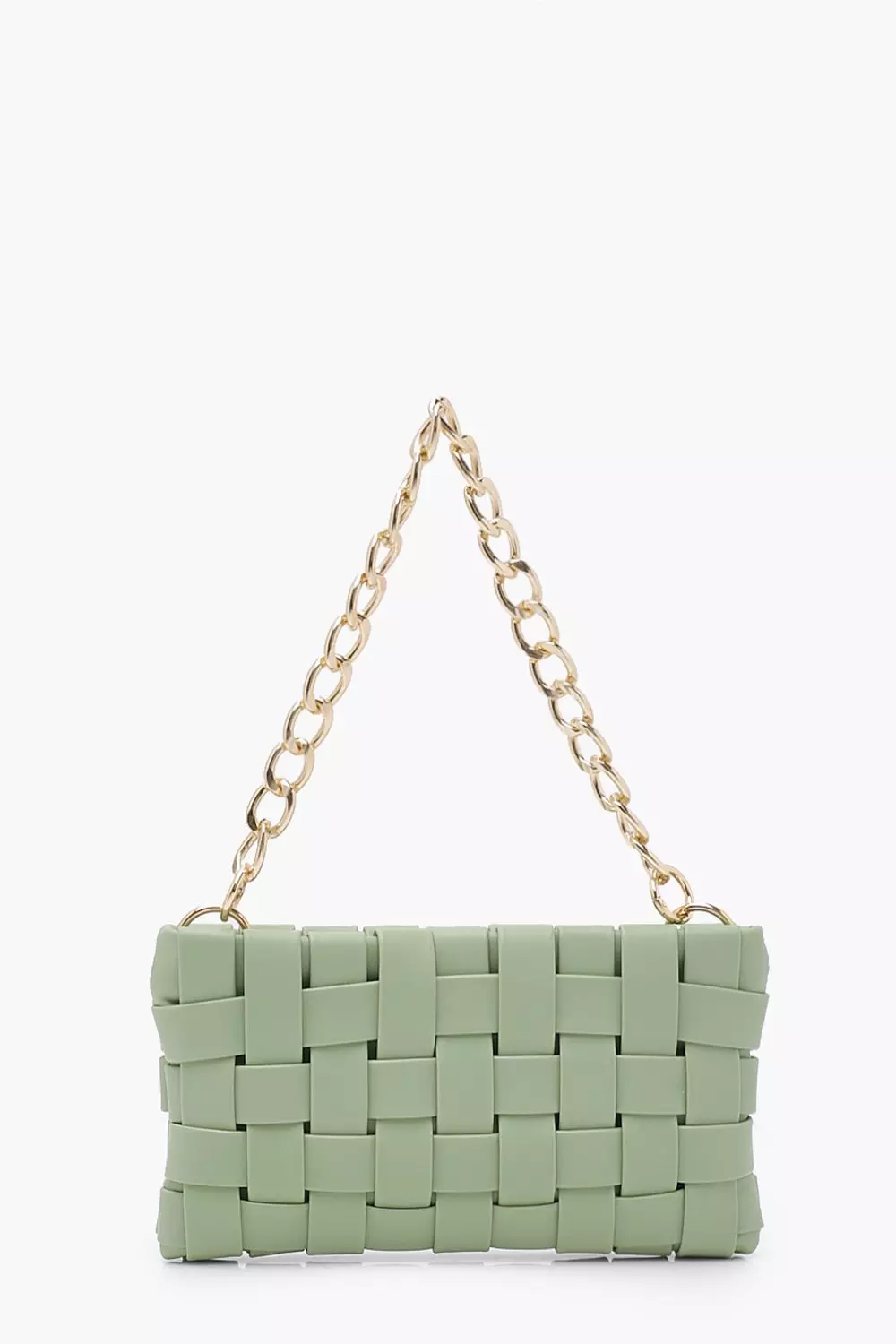 Leather Chain Strap Bag - Sage Green