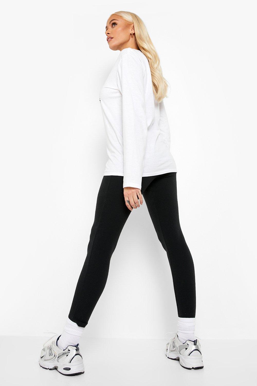 Supersoft Ribbed High Waist Ankle Leggings boohoo IE