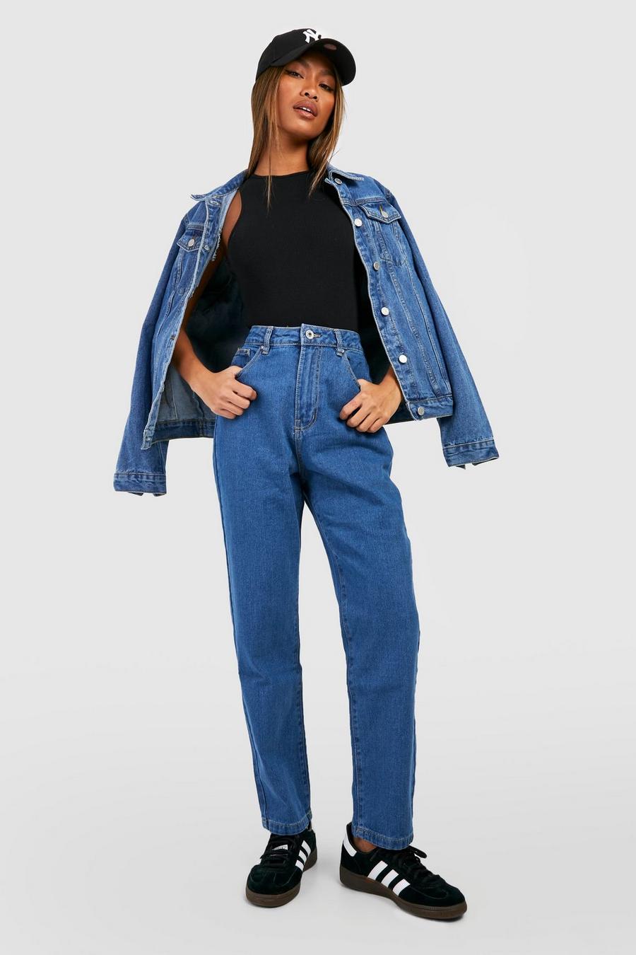 Jeans Basics a vita alta Skinny Fit, Mid wash azul