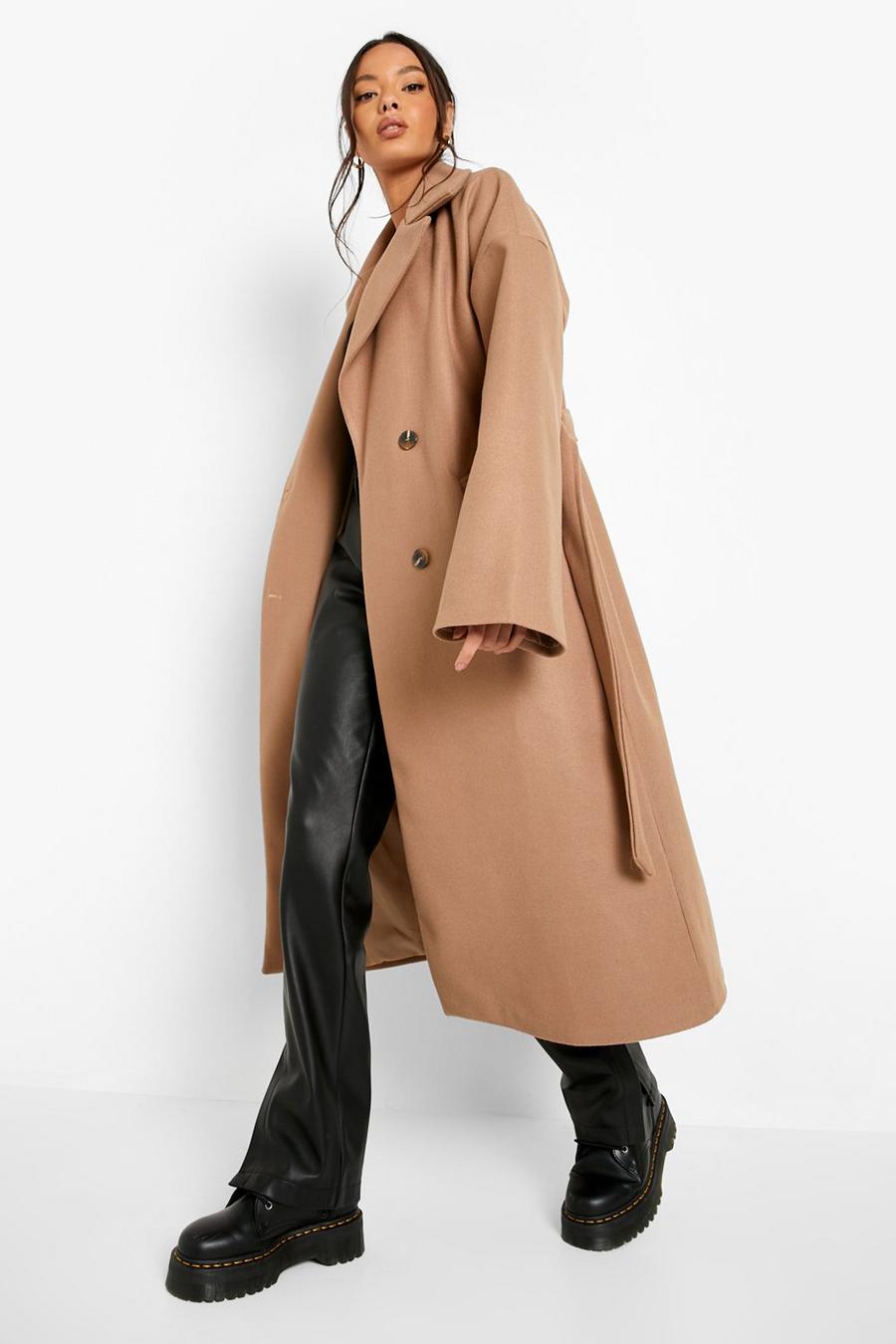 Boohoo Lillie Bonded Short Trench NWT Camel 