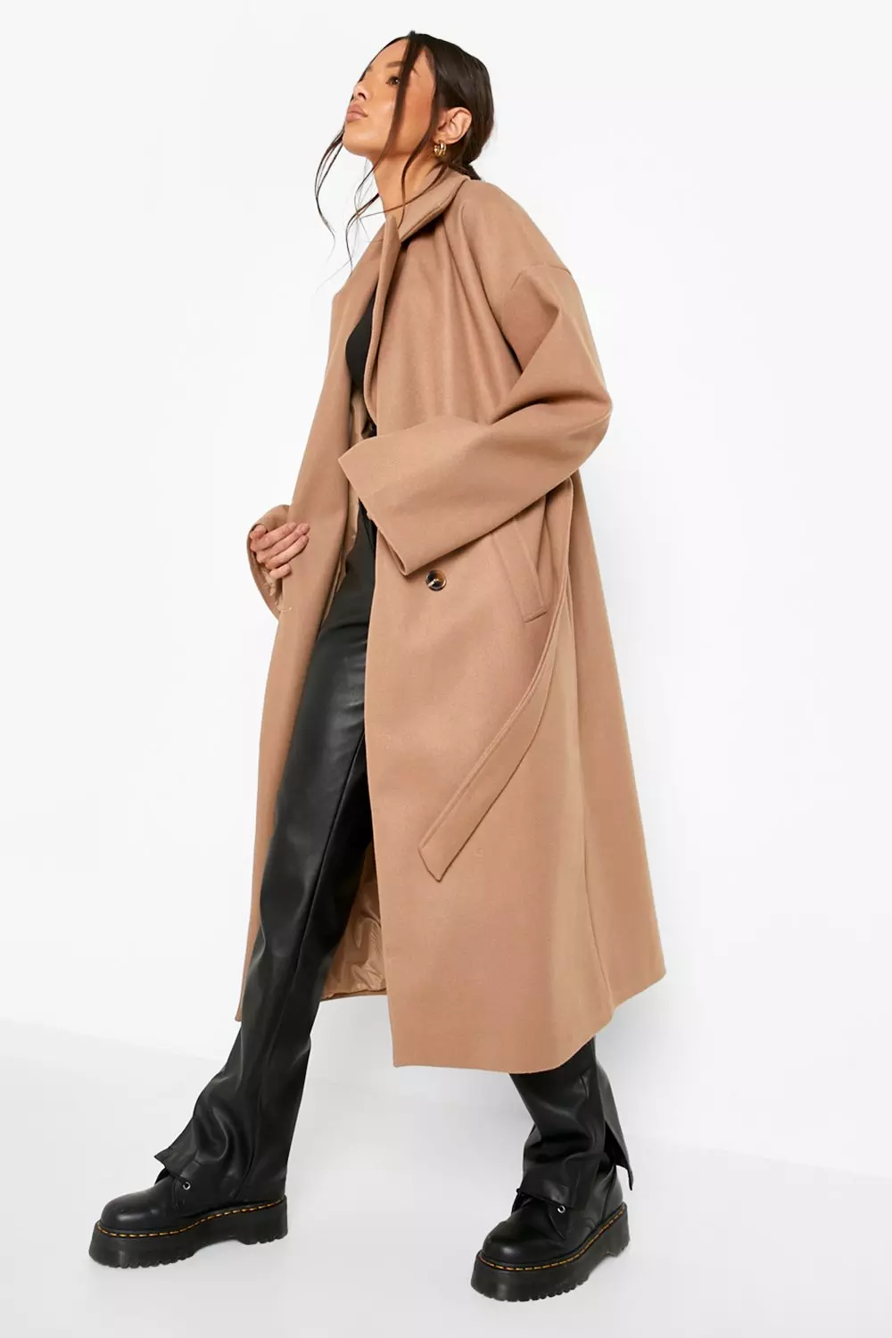 Zara Natural Fur Hood Belted Jacket -Black & Beige – Collections London