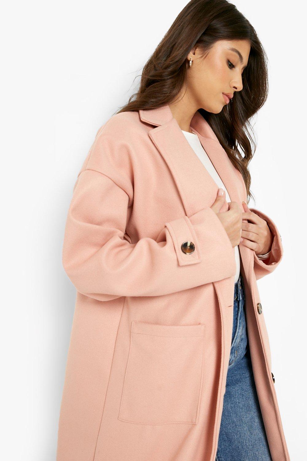 Blush pink cheap wool coat