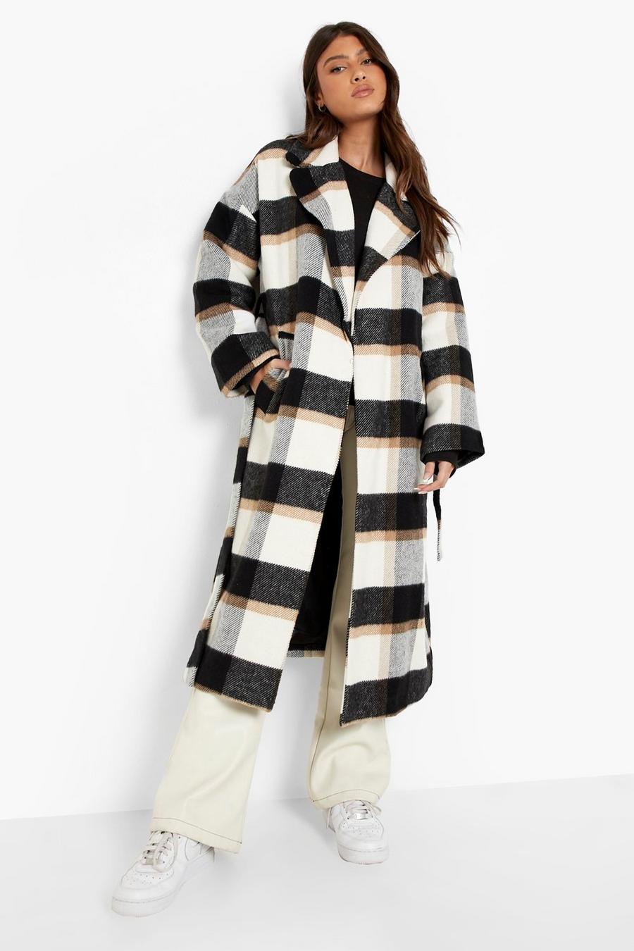 Black Check Wrap Maxi Wool Look image number 1