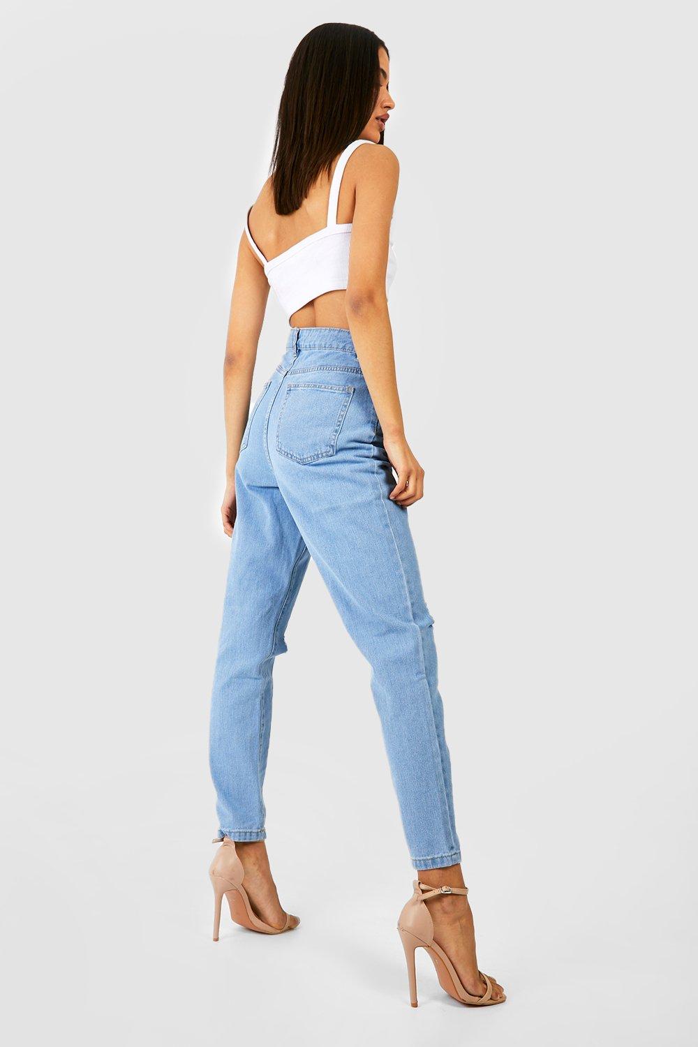 Basics High Waisted Ripped Mom Jeans