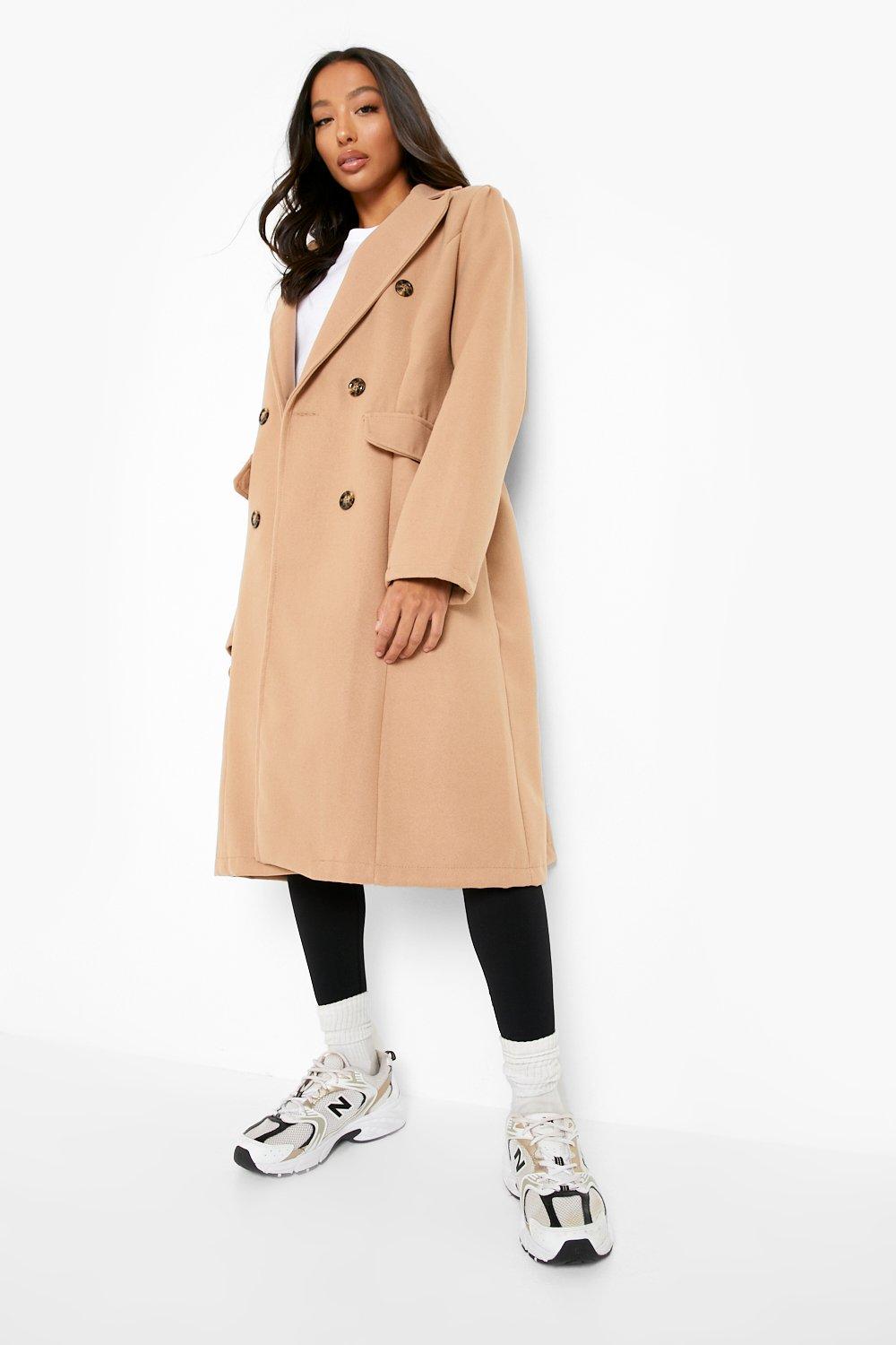 Manteau long ajust effet laine boohoo