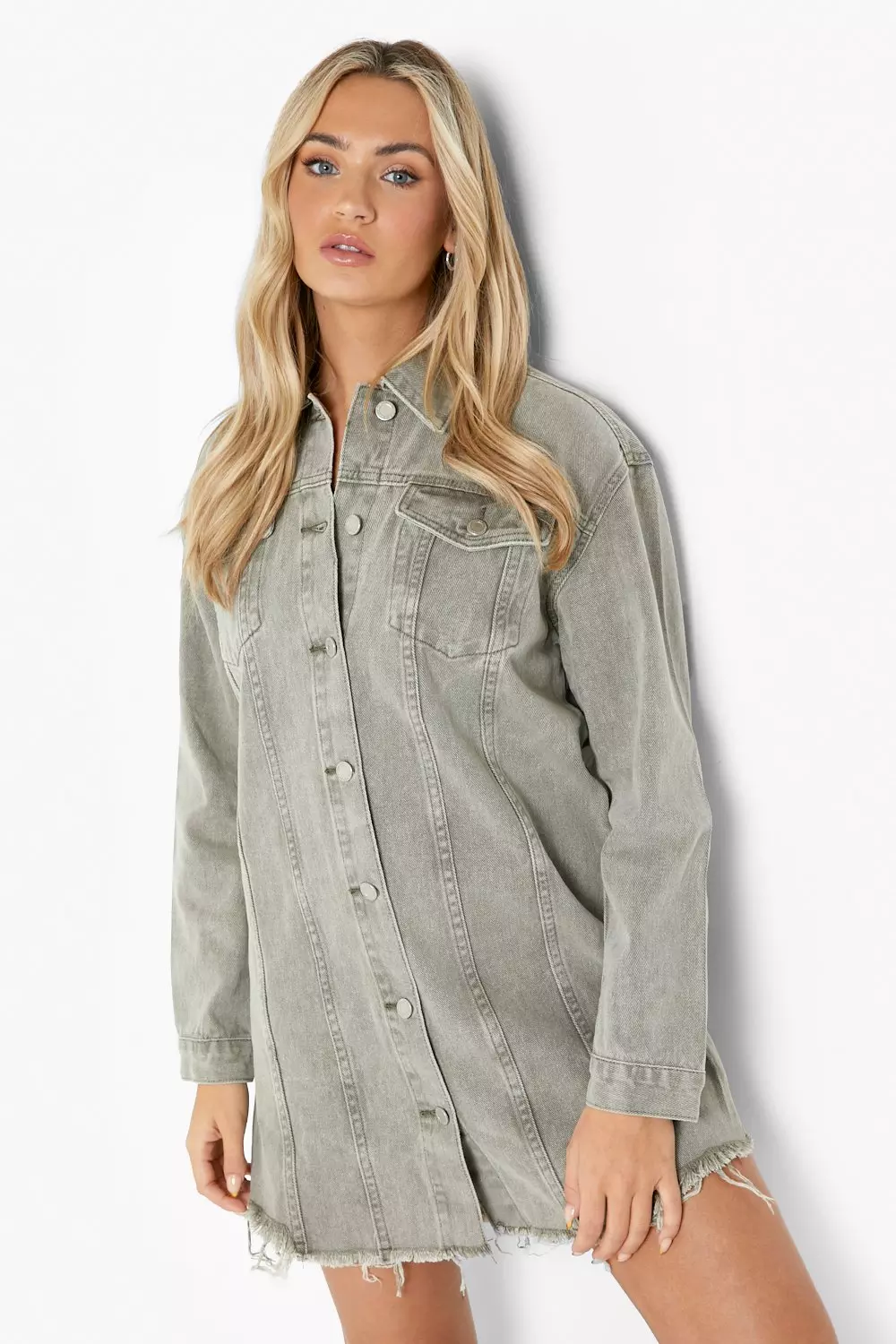 Ripped denim cheap shirt dress