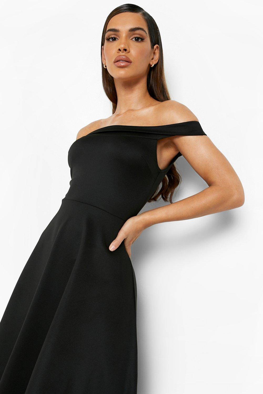 Off The Shoulder Midi Skater Dress